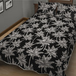 Black And White Coconut Tree Print Quilt Bed Set