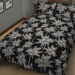 Black And White Coconut Tree Print Quilt Bed Set