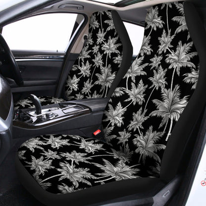 Black And White Coconut Tree Print Universal Fit Car Seat Covers