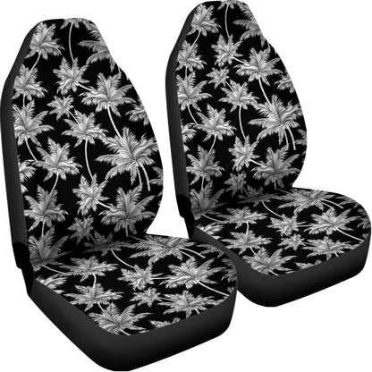Black And White Coconut Tree Print Universal Fit Car Seat Covers