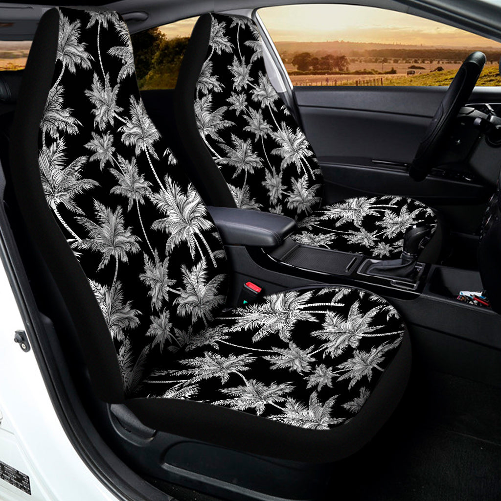 Black And White Coconut Tree Print Universal Fit Car Seat Covers