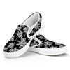 Black And White Coconut Tree Print White Slip On Shoes