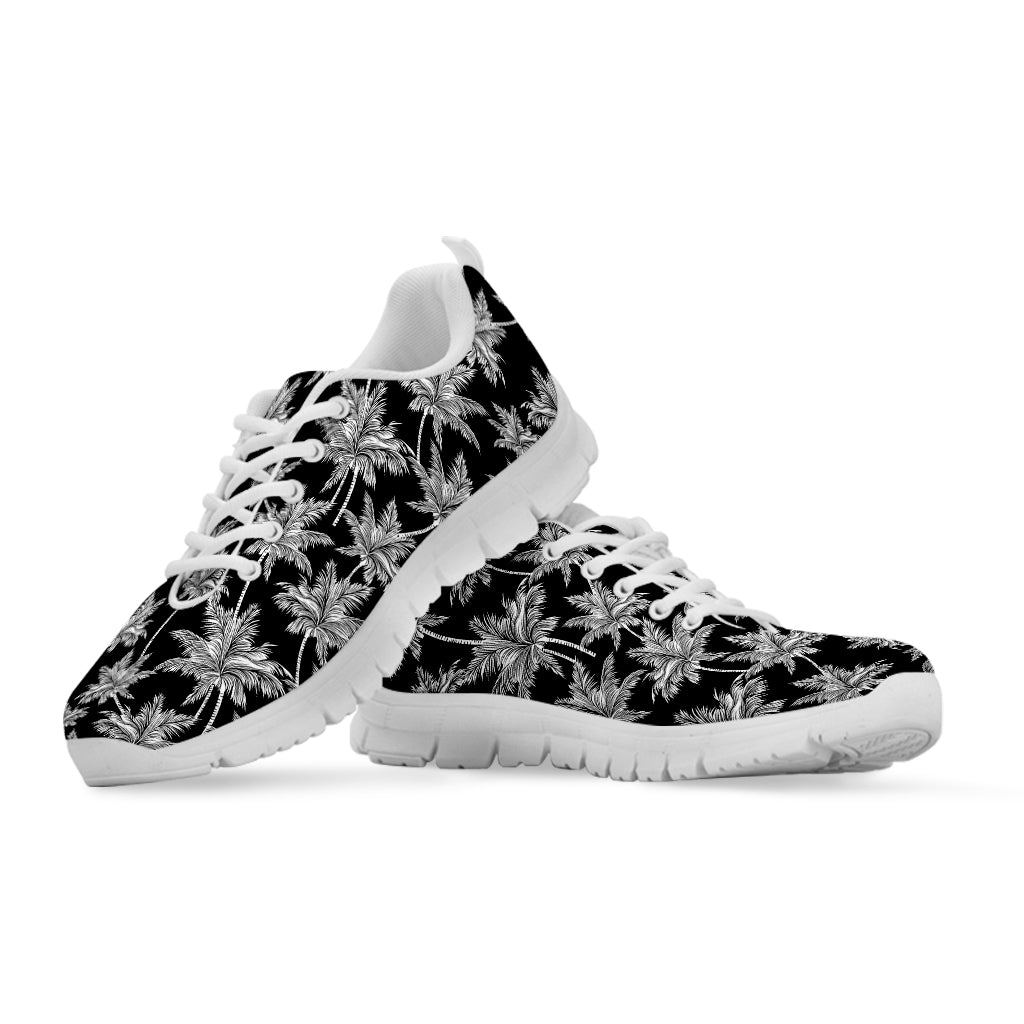 Black And White Coconut Tree Print White Sneakers