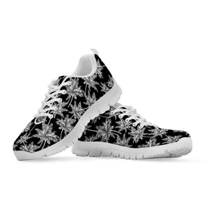 Black And White Coconut Tree Print White Sneakers