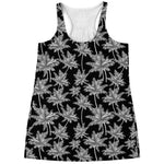 Black And White Coconut Tree Print Women's Racerback Tank Top