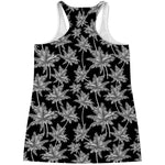 Black And White Coconut Tree Print Women's Racerback Tank Top