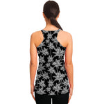 Black And White Coconut Tree Print Women's Racerback Tank Top