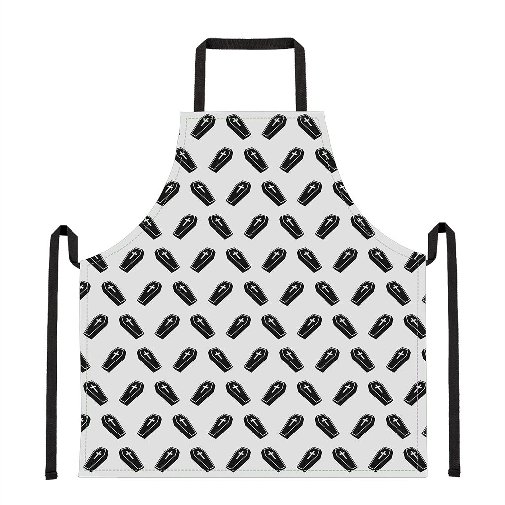 Black And White Coffin Pattern Print Apron