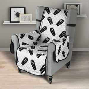 Black And White Coffin Pattern Print Armchair Protector