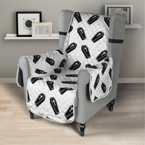 Black And White Coffin Pattern Print Armchair Protector