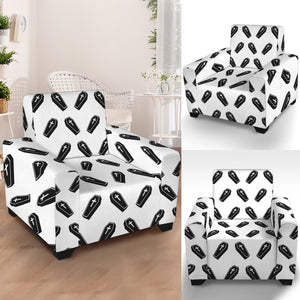 Black And White Coffin Pattern Print Armchair Slipcover