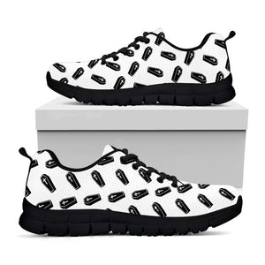 Black And White Coffin Pattern Print Black Sneakers