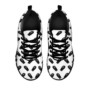 Black And White Coffin Pattern Print Black Sneakers