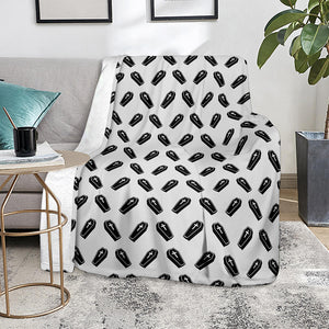 Black And White Coffin Pattern Print Blanket