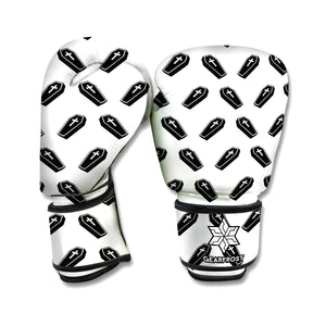 Black And White Coffin Pattern Print Boxing Gloves