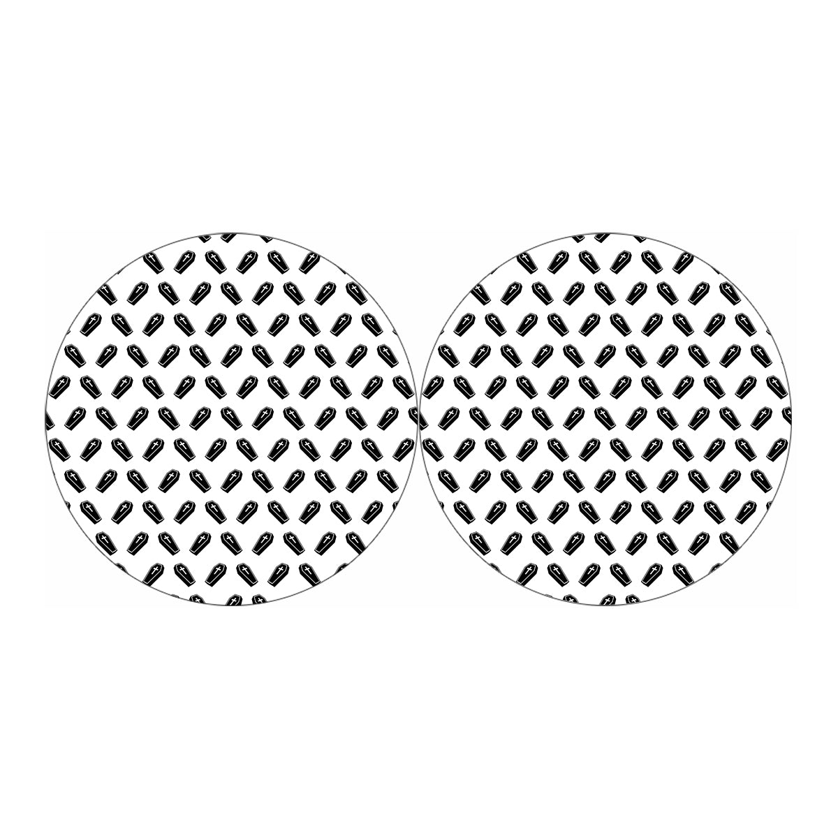 Black And White Coffin Pattern Print Car Coasters