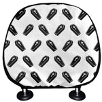 Black And White Coffin Pattern Print Car Headrest Covers