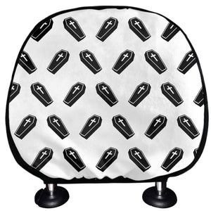 Black And White Coffin Pattern Print Car Headrest Covers