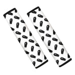 Black And White Coffin Pattern Print Car Seat Belt Covers