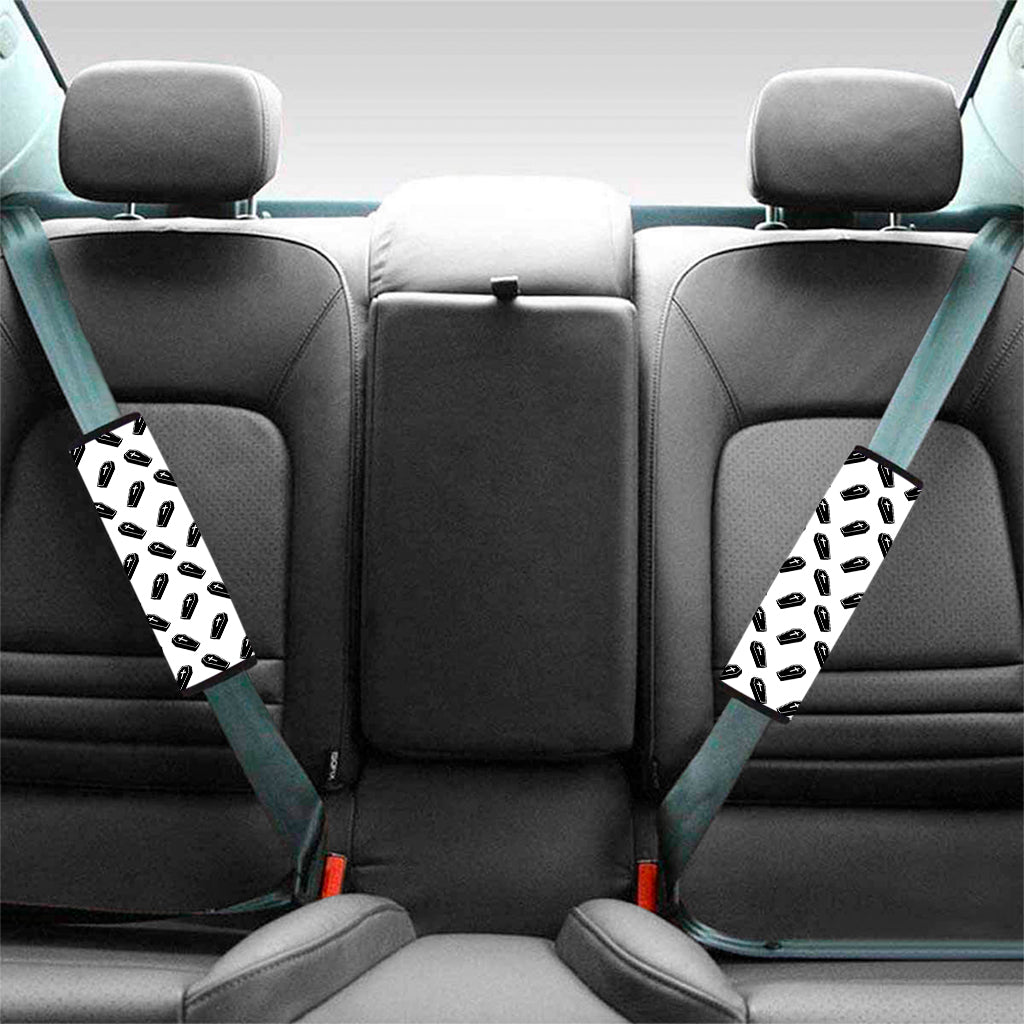 Black And White Coffin Pattern Print Car Seat Belt Covers