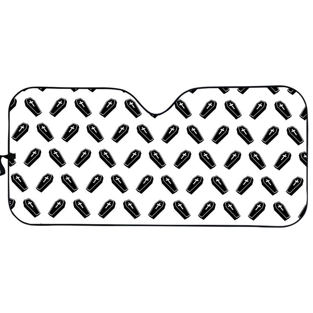 Black And White Coffin Pattern Print Car Sun Shade