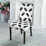 Black And White Coffin Pattern Print Dining Chair Slipcover