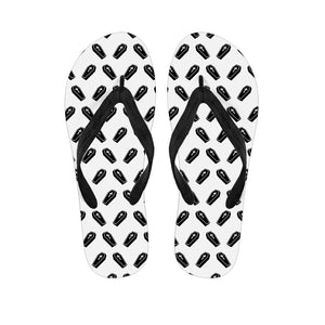 Black And White Coffin Pattern Print Flip Flops