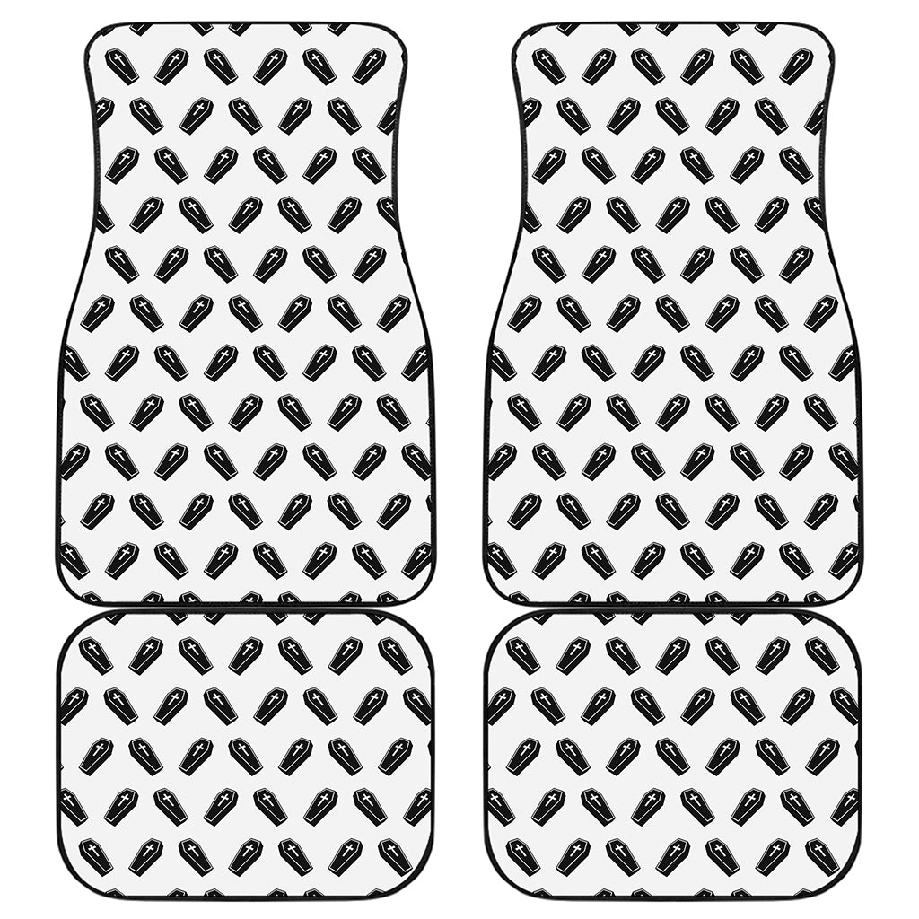 Black And White Coffin Pattern Print Front and Back Car Floor Mats