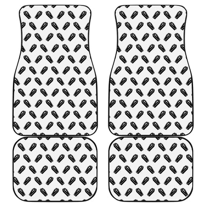Black And White Coffin Pattern Print Front and Back Car Floor Mats