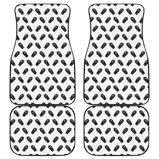 Black And White Coffin Pattern Print Front and Back Car Floor Mats