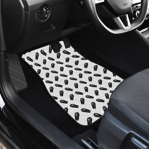 Black And White Coffin Pattern Print Front and Back Car Floor Mats