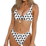 Black And White Coffin Pattern Print Front Bow Tie Bikini