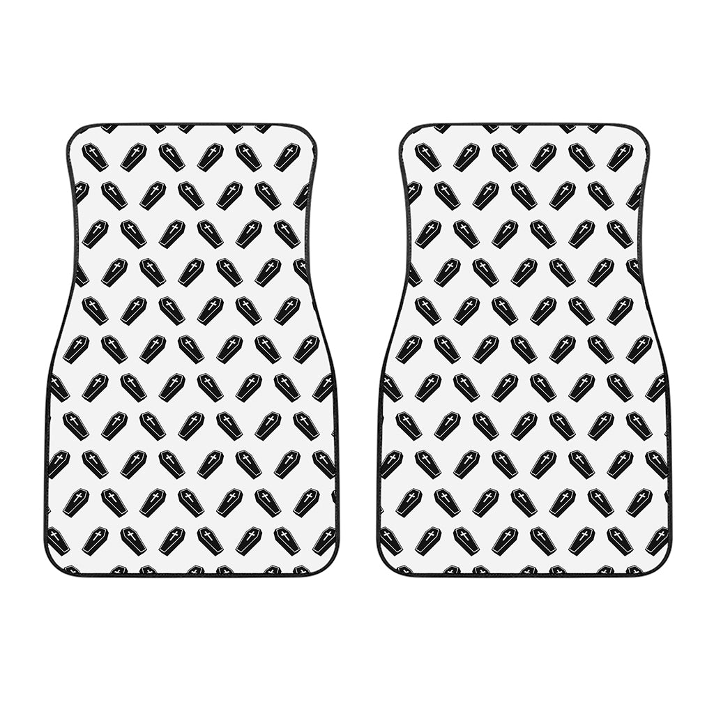 Black And White Coffin Pattern Print Front Car Floor Mats