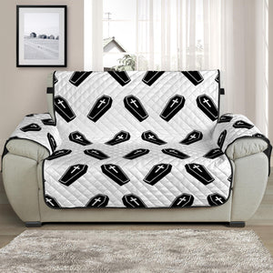 Black And White Coffin Pattern Print Half Sofa Protector