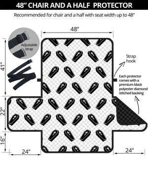 Black And White Coffin Pattern Print Half Sofa Protector