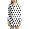Black And White Coffin Pattern Print Pullover Hoodie Dress