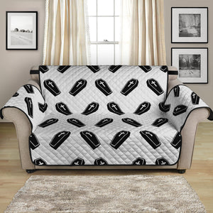 Black And White Coffin Pattern Print Loveseat Protector