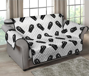 Black And White Coffin Pattern Print Loveseat Protector