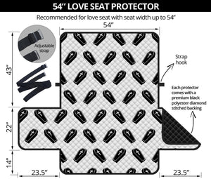 Black And White Coffin Pattern Print Loveseat Protector