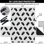 Black And White Coffin Pattern Print Loveseat Protector