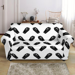 Black And White Coffin Pattern Print Loveseat Slipcover