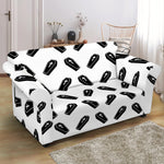 Black And White Coffin Pattern Print Loveseat Slipcover