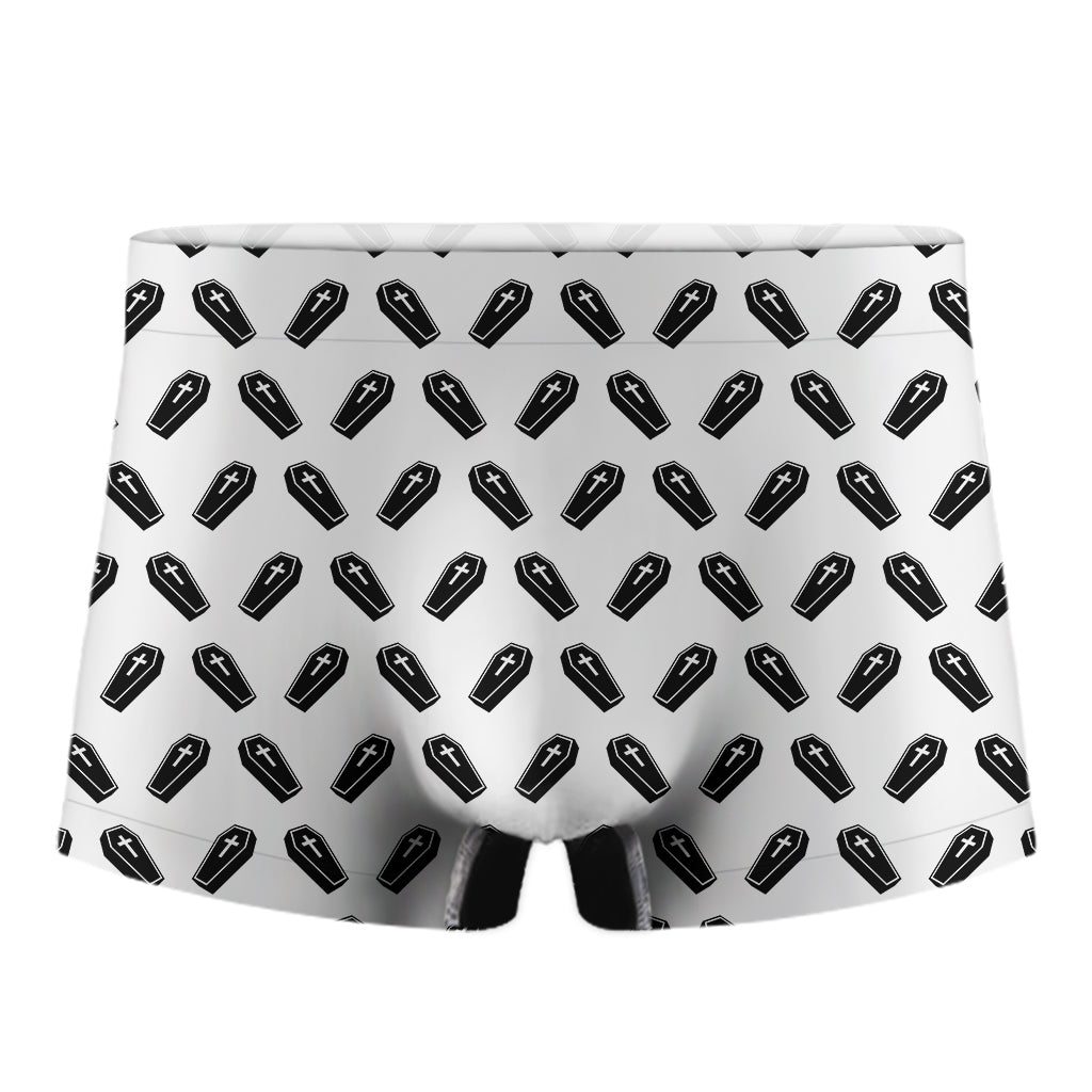 Black And White Coffin Pattern Print Men's Boxer Briefs