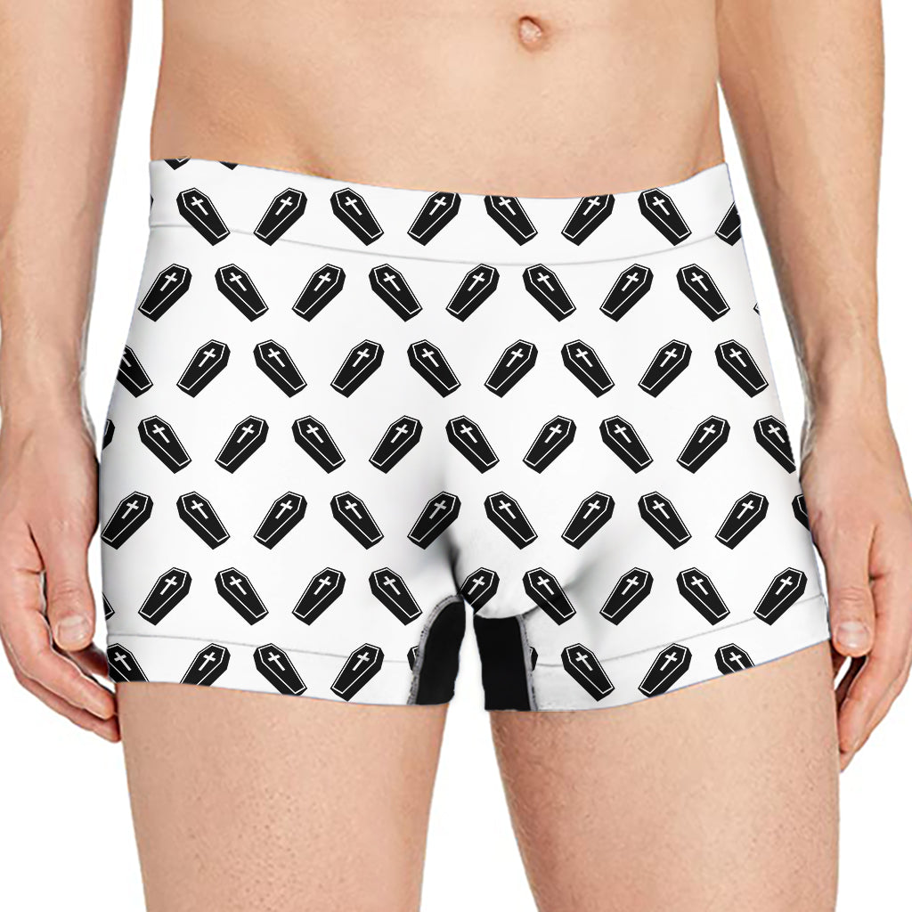 Black And White Coffin Pattern Print Men's Boxer Briefs