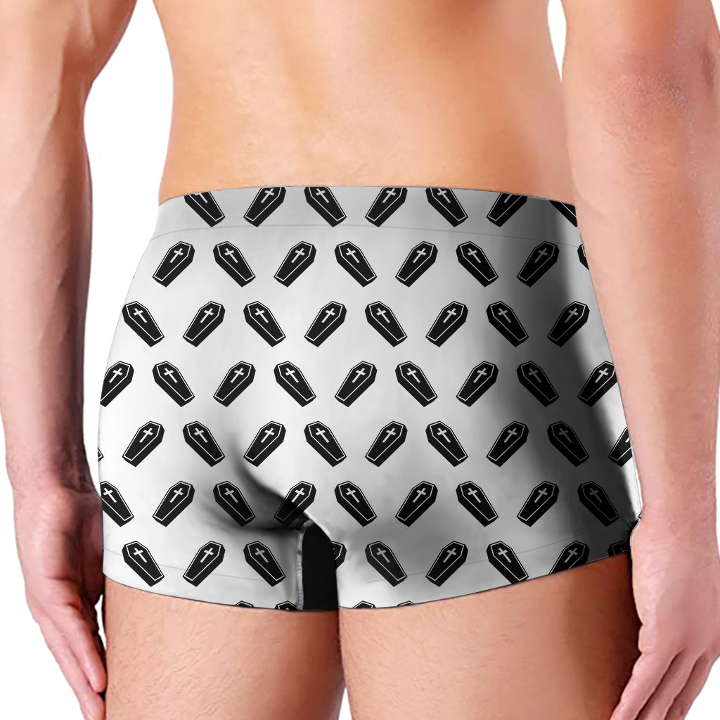 Black And White Coffin Pattern Print Men's Boxer Briefs