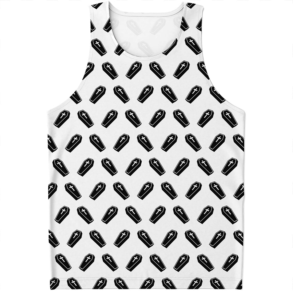 Black And White Coffin Pattern Print Men's Tank Top