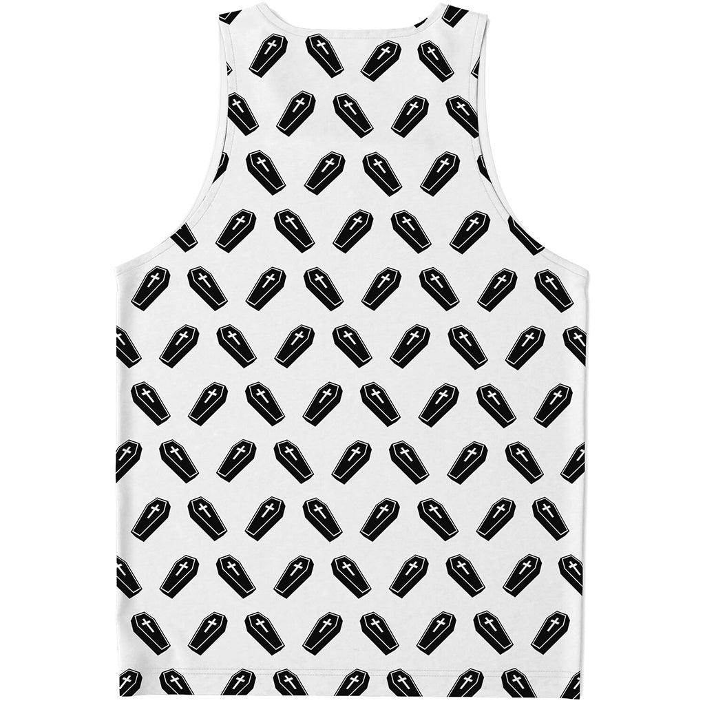 Black And White Coffin Pattern Print Men's Tank Top