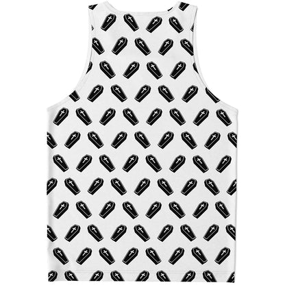 Black And White Coffin Pattern Print Men's Tank Top