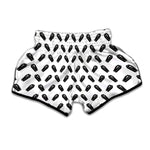 Black And White Coffin Pattern Print Muay Thai Boxing Shorts