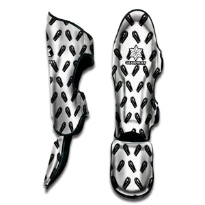 Black And White Coffin Pattern Print Muay Thai Shin Guard